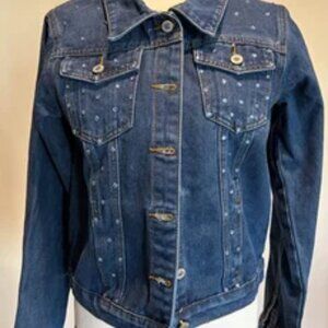 BLUE RHINESTONE BLUE JEAN JACKET